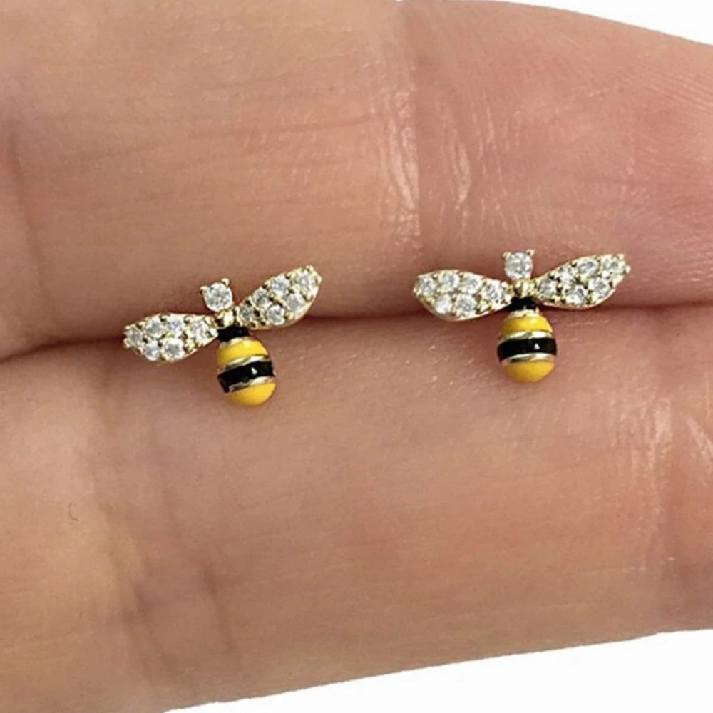 Fashion studs cubic zirconia Bee Earrings